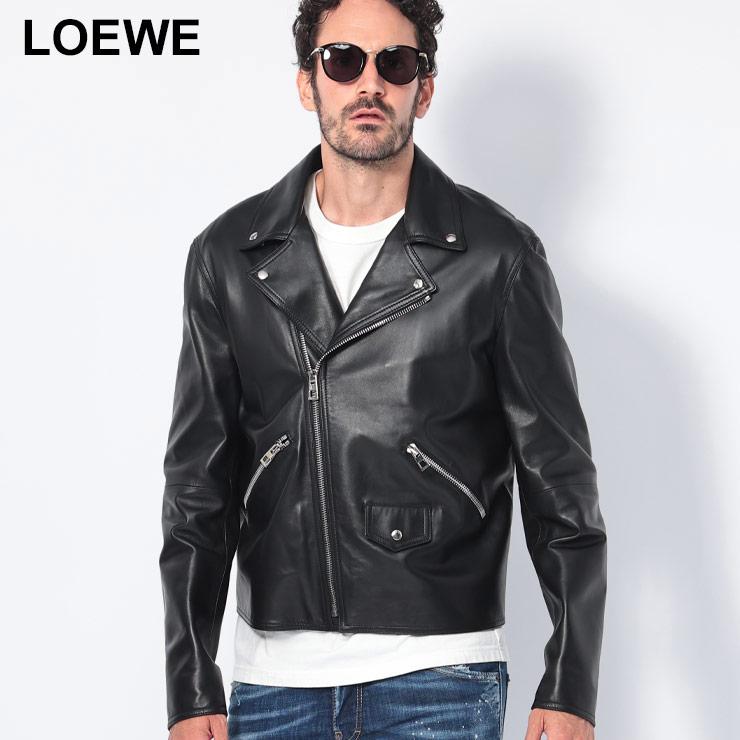 LOEWE（ロエベ） レザー ジップ ライダースジャケット メンズ