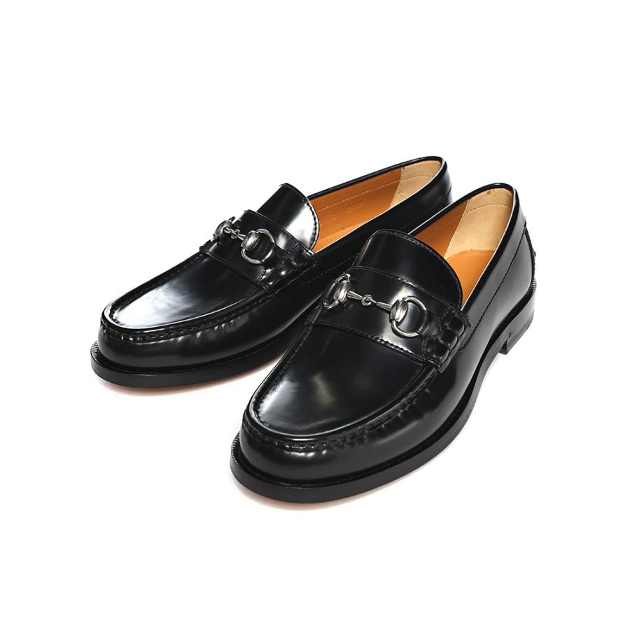 GUCCI（グッチ） ブラックレザー ラウンドトゥ ビットローファー