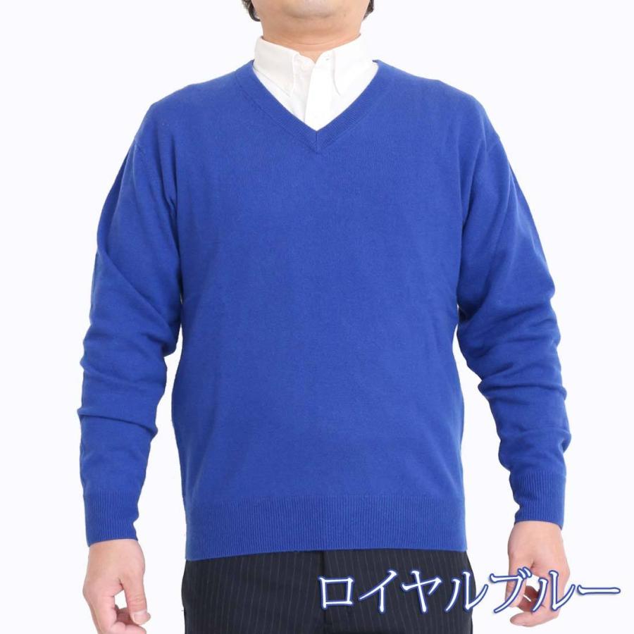 カシミヤ 100％ Vネック セーター メンズ 無地 12ゲージ トップス 男性