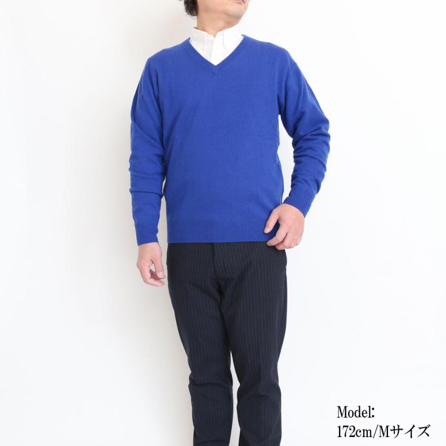 カシミヤ 100％ Vネック セーター メンズ 無地 12ゲージ トップス 男性