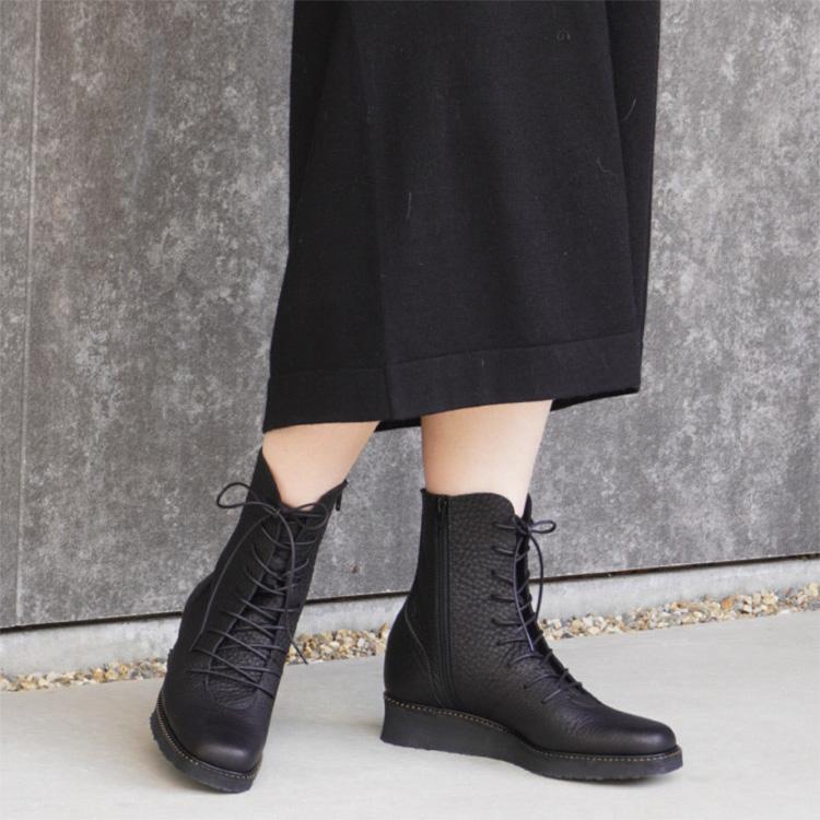 コンバットブーツ レースアップブーツ 黒・ブラック 超軽量ソール 4cm