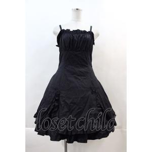 Moi-meme-Moitie / 花柄フロッキーミニジャンパースカート 黒 I-25-08