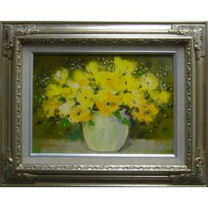 絵画 油絵 田澤禮次 肉筆油絵 静物画 コスモス 花瓶 F10 : アートフジ