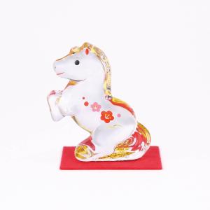 干支 午 置物 馬 うま 2026年/ あめ釉（特大）桐箱入 /粗品 販促 景品