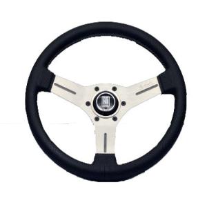 NARDI CLASSIC ブラックレザー&シルバースポーク 330ミリ