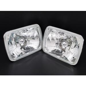 ガラス製 2灯角型ヘッドライト LEDポジション付き 2個セット カローラ