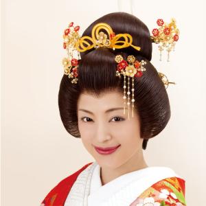 花嫁かつら・日本髪かつら（文金高島田）明るい栗色；新古品 : アズマ