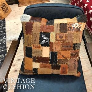 東谷 クッション パッチワーク ハンドメイド レザー おしゃれ