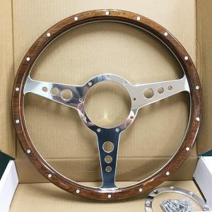 カスタム アルミ ビレット クラッシックウッド ステアリング ハンドル