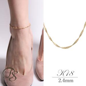 アンクレット 18金 レディース 2連 ゴールド チェーン 18k 女性