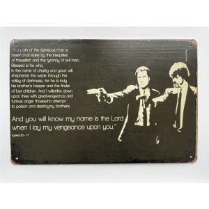 送料無料 映画 パルプフィクション ポスター 茶色 金属製 メタルサイン