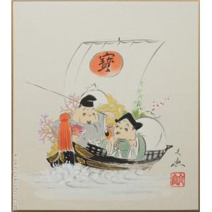 肉筆色紙 七福神 佐藤浩二 : 大瑠堂 - 通販 - Yahoo!ショッピング