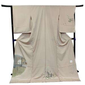 正絹訪問着 未仕立て 仮絵羽 薄ピンク地垣に枝椿模様 伊と幸 : 京都