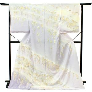 訪問着 手刺繍 総刺繍 正絹 白地 桜 未仕立て 仮絵羽 フォーマル 礼装