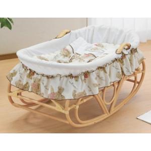 ゆりかご ベビー用家具 ラタン 籐 ヨーラン 赤ちゃん用 布団セット付