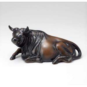 干支「丑(牛)」の置物 闘魂 三枝惣太郎作品 高岡銅器 : 檜屋美術館
