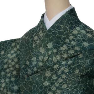 未使用品 紬 結城 真綿紬 リサイクル紬袷 経緯絣 絹 リユース着物 黒炭