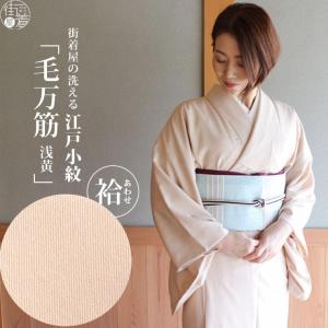 洗える 着物 江戸小紋 単衣 レディース 毛万筋 浅黄色 M L サイズ 日本