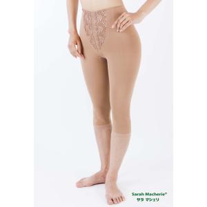 サイドファスナー付オープンクロッチアンクルロングガードル 足首丈