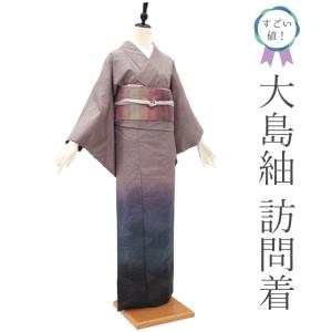 紬 訪問着 袷 着物 刺し子 手刺繍 正絹 濃グレー地 葡萄 ぶどう 竹