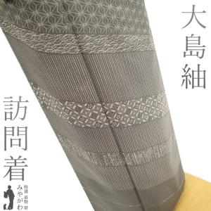 訪問着 着物 袷 染大島 本場大島紬 未使用 正絹 紫 紺 ぼかし