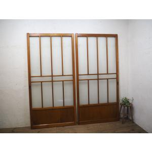 戦前 古い木枠ゆらゆらガラス戸2分割 てんぽ建具古家具仕切り古民家 タ