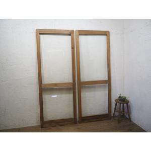 タF0077◇(2)【H172cm×W68cm】×2枚◇昭和レトロなデザインガラスの木枠