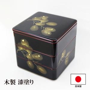 重箱 越前漆器 牡丹彫 漆塗り 三段重箱 19.9cm : おいしい