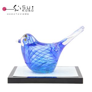 ガラスの青い鳥ペア LA-49p 幸福 ガラス細工 安部朝和作 博多びーどろ