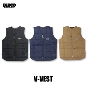 BLUCO（ブルコ） OL-35-008 CREW NECK QUILTING VEST 3色(BLK/GRY