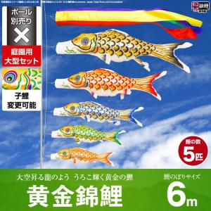 鯉のぼり 庭用 こいのぼり 錦鯉 黄金錦鯉 5m 8点セット 庭園 大型