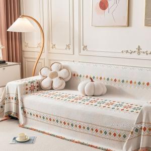 マルチカバー ハンドメイド 刺繍 150×225cm ブルー パッチワーク 手