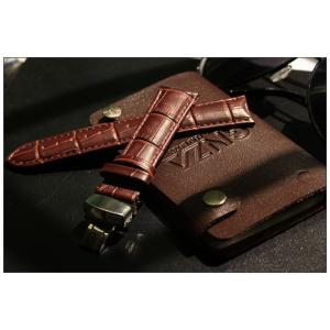 時計ベルト メンズ 腕時計 Dバックル カーフ革 クロコダイル型押し