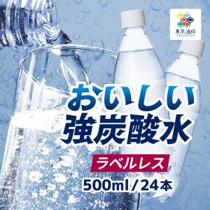 強炭酸水 おいしい強炭酸水 ラベルレス 500ml 48本 ペットボトル 東京