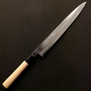 堺宏之作 白鋼 霞仕上げ 水牛桂柄 柳刃包丁 240mm(8寸)（刺身包丁