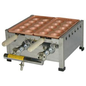 LPガス用 10穴1丁（1連）（銅板木柄たこ焼き器）山下金物製 （送料