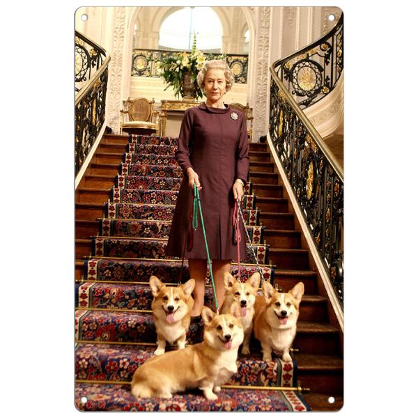 ブリキ看板【エリザベス女王/Queen Elizabeth】ロイヤル/コーギー