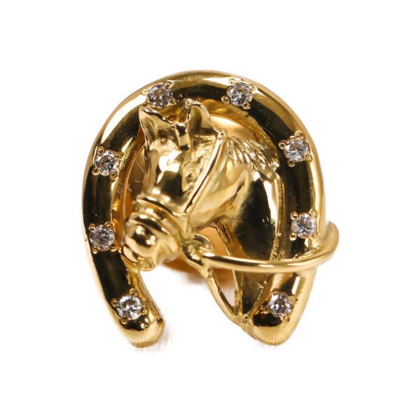 K18 馬蹄 ホースシュー ピンブローチ ダイヤモンド ゴールド