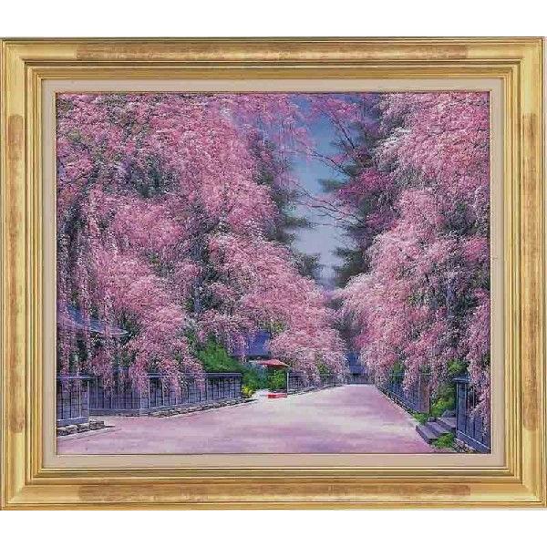 油絵 角館の桜／木村由記夫 F20 風景画 油彩画 全国送料無料 : 古都
