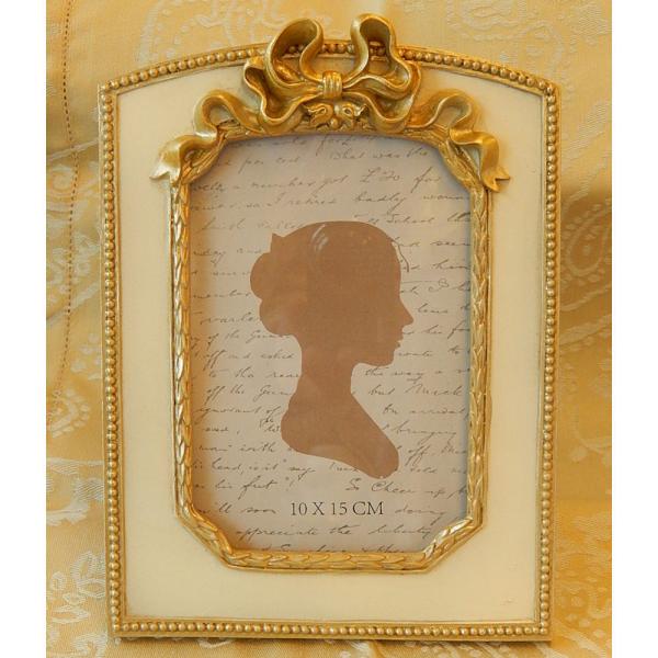 写真立て リボン 縦置き型 おしゃれ 金 ゴールド フォトフレーム