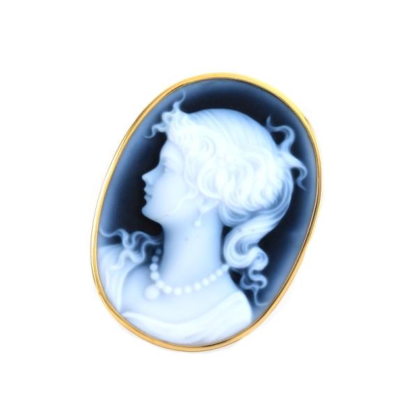 カメオ ブローチ 18k 2WAYブローチ メノウカメオ ペンダントトップ 18