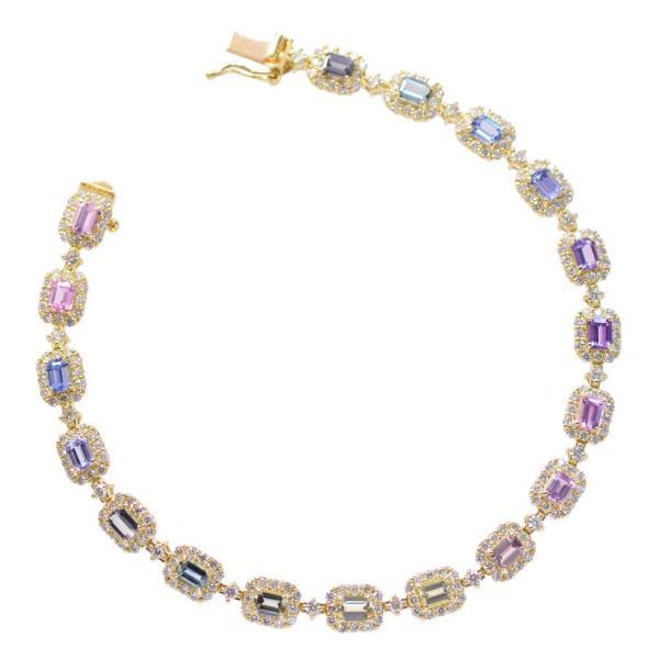 ブレスレット メンズ K18 18金 18k エメラルドカット サファイア