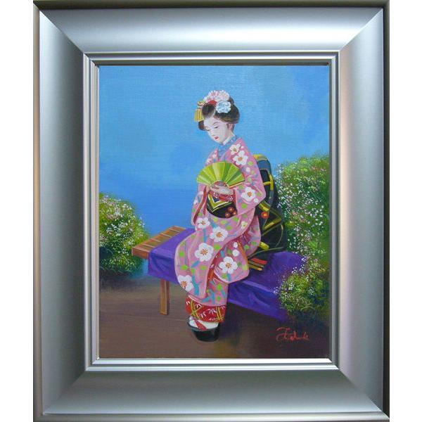 竹内敏彦 絵画 肉筆絵画 風景画 舞妓さん F6 送料無料 : アートフジ