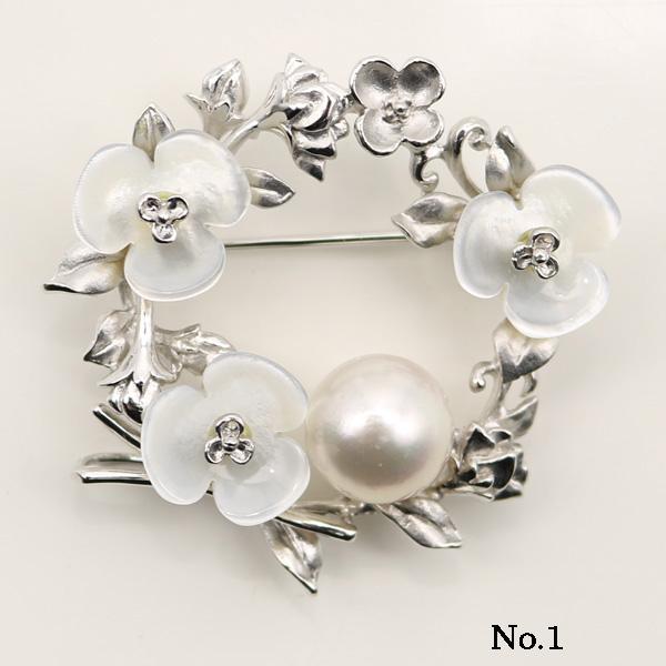 真珠 パール ブローチ あこや真珠 大珠 10mm-11mm アコヤ本真珠