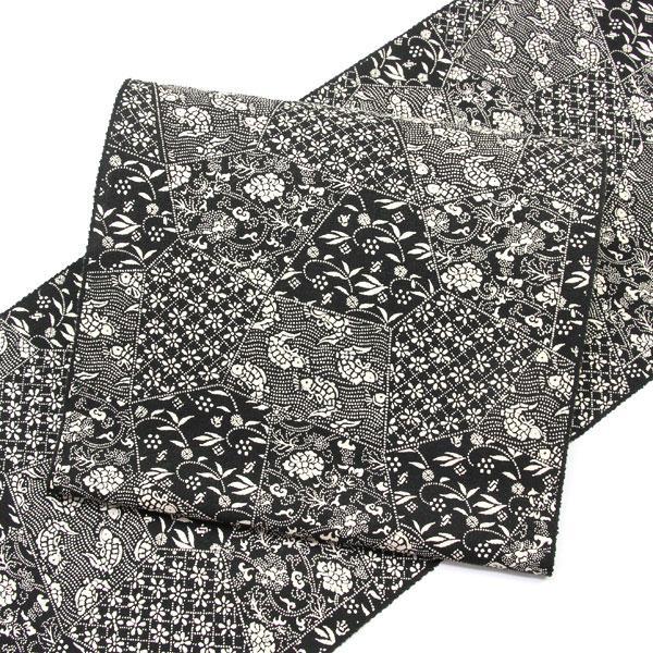 着物 帯 本漆 越後染印傳 十日町 日本産 全通 九寸名古屋帯 あすかや