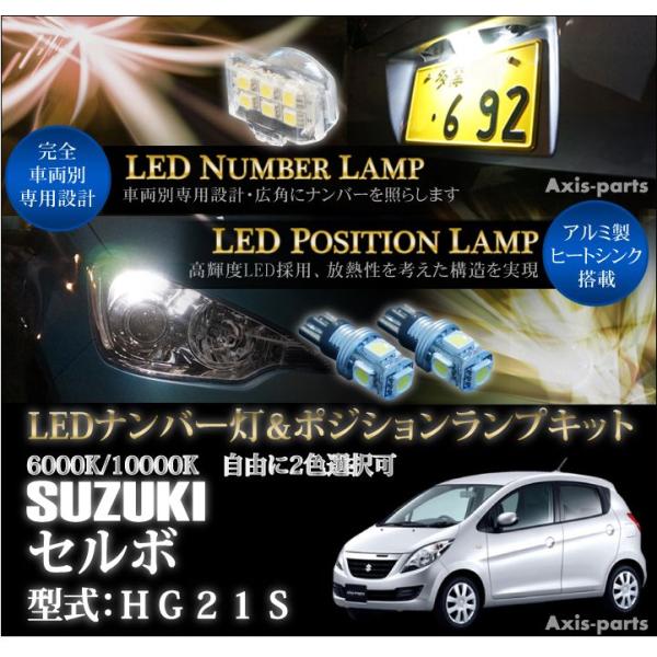 スズキ セルボ（HG21S）専用LEDナンバー灯ユニット＆ポジション