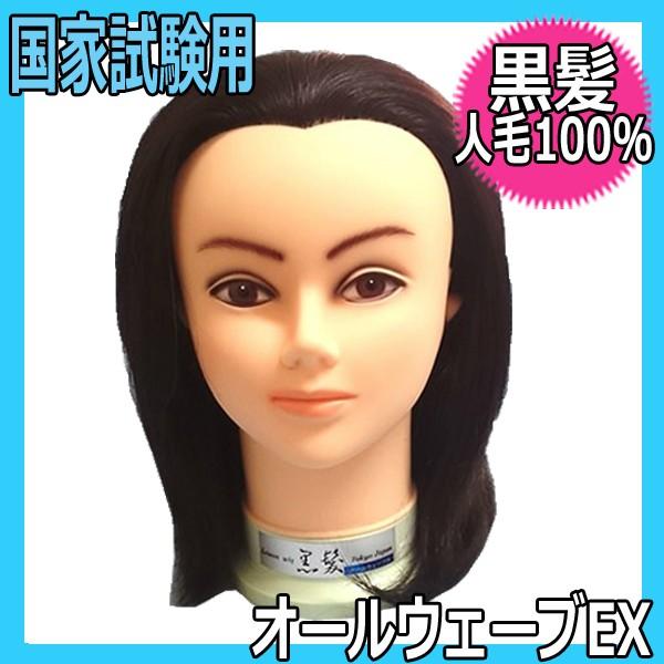 美容師 オールウェーブ マネキン 国家試験 ウィッグ 人毛100％ オール