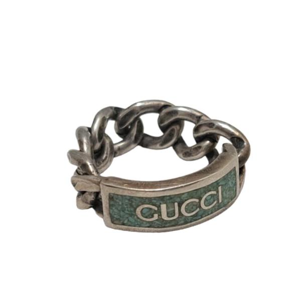 GUCCI（グッチ） 指輪 チェーンリング SV925 ロゴエナメルリング