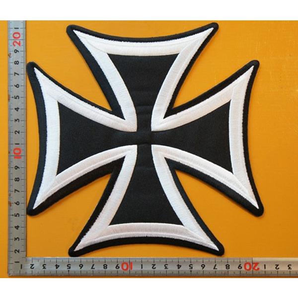 大きな刺繍アイロンワッペン アップリケ パッチ【アイアンクロス・鉄