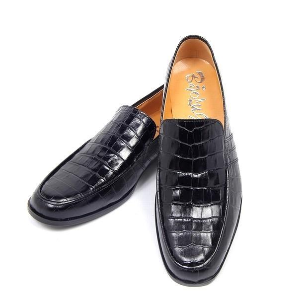 BajoLugo（バジョルゴ） レザーローファー クロコ 型押し ブラック